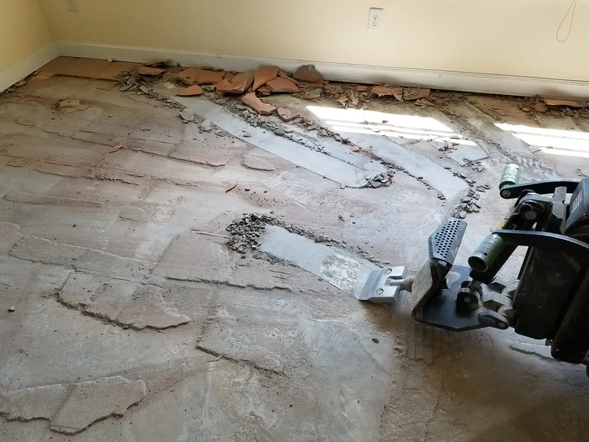 Flooring removal — scraping glue and adhesive Jacksonville FL