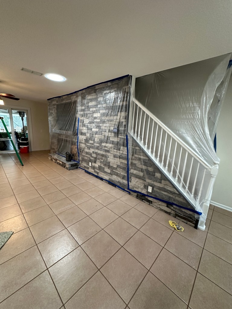 Before tile removal Plastic cover