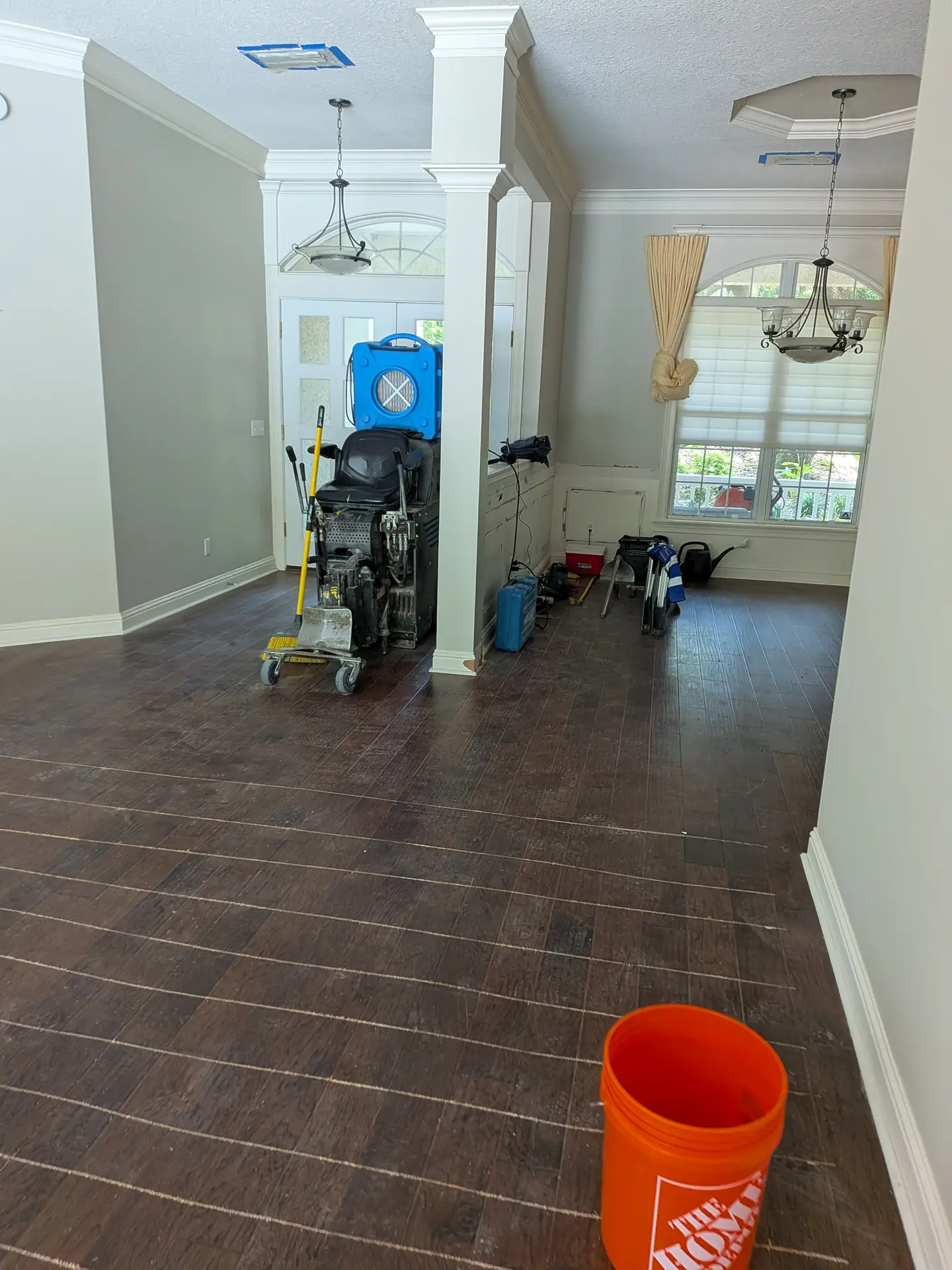 Hardwood floor in a Ponte Vedra Beach home before dust-contained removal